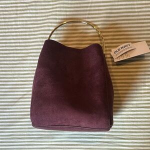 Old Navy Plum Suede Mini Bag with Gold Handle